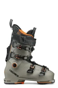 Chaussure de ski alpin vue de profil, avec boucles de serrage, sur fond blanc